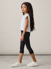 Reiss Black Raye Three-Quarter Length Leggings - Image 1 of 4