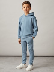 Reiss Soft Denim Blue Fabien 9-13 yrs Interlock Jersey Hoodie - Image 3 of 4