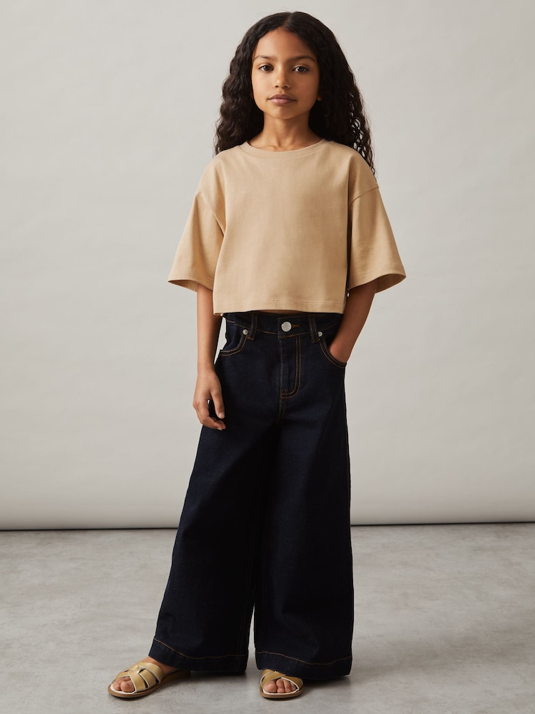 Reiss Sand Alex 13-14 yrs Cotton Cropped Oversize T-Shirt - Image 2 of 4 Reiss Sand Alex 13-14 yrs Cotton Cropped Oversize T-Shirt - Image 2 of 4