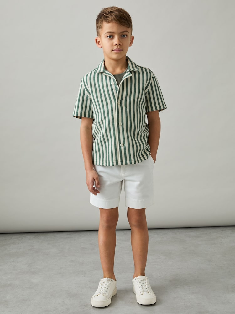 Grün/Weiß - Reiss Trig Textured Stripe Cuban-Collar Shirt - Bild 2 von 4