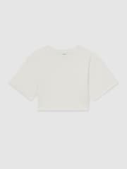 Marfil - Reiss Alex Cotton Cropped Oversize T-Shirt - Imagen 2 de 4