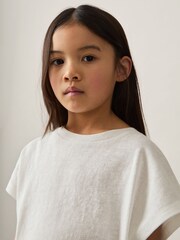 Reiss Ivory Marah 13-14 yrs Oversized Cotton-Blend T-Shirt - Image 3 of 4