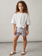 Reiss Ivory Tyla Cotton Tie-Front Cropped T-Shirt - Image 3 of 4