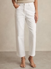 Reiss White Selin Mid Rise Straight Leg Jeans - Image 3 of 6