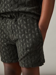 Salvia oscura - Reiss Piro Textured Towelling Shorts - Imagen 1 de 4