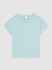 Reiss Blue Marah Oversized Cotton-Blend T-Shirt - Image 1 of 5