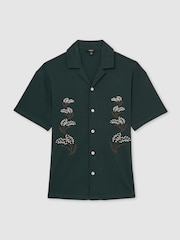 Dunkelgrün - Reiss Goya Cotton Floral Embroidered Shirt - Bild 2 von 6