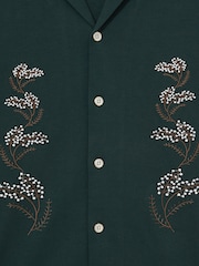 Dunkelgrün - Reiss Goya Cotton Floral Embroidered Shirt - Bild 6 von 6