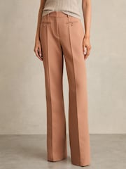 Reiss Tan Abbey Petite Welt Pocket Flared Trousers - Image 4 of 7