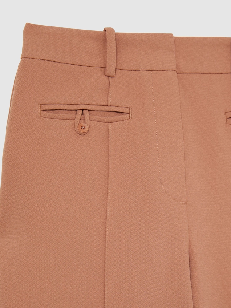 Reiss Tan Abbey Petite Welt Pocket Flared Trousers - Image 7 of 7