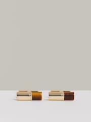 Reiss Gold/Tortoiseshell Dexter Stone Insert Barrel Cufflinks - Image 1 of 4