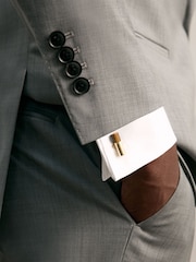 Reiss Gold/Tortoiseshell Dexter Stone Insert Barrel Cufflinks - Image 2 of 4