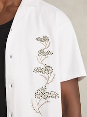 Reiss White Goya Cotton Floral Embroidered Shirt - Image 4 of 6