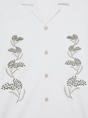 Reiss White Goya Cotton Floral Embroidered Shirt - Image 6 of 6