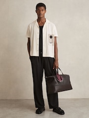 Reiss White Coast Graphic Print Cuban-Collar Shirt - Image 3 of 6