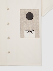 Reiss White Coast Graphic Print Cuban-Collar Shirt - Image 6 of 6