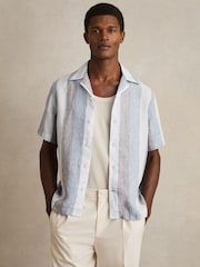 Reiss Beldi Stripe Cuban Collar Shirt - صورة 1 من 6