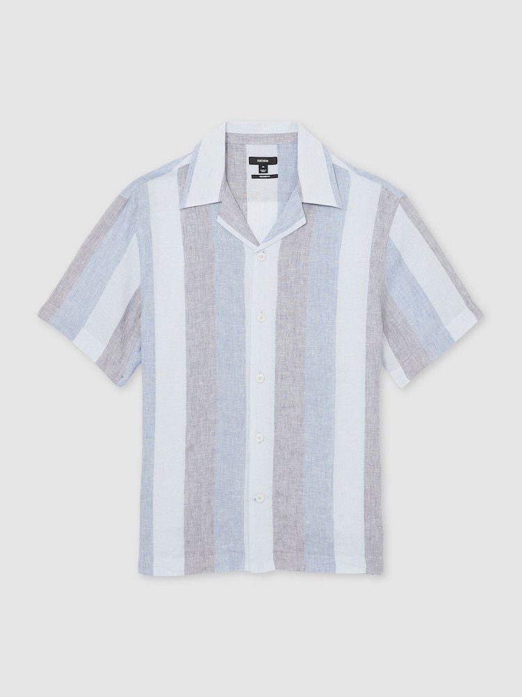 Reiss Beldi Stripe Cuban Collar Shirt - صورة 2 من 6