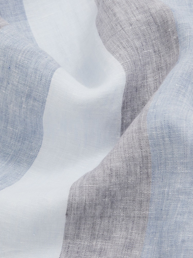 Reiss Wide Stripe Blue Multi Beldi Stripe Cuban Collar Shirt - Image 6 of 6 Reiss Wide Stripe Blue Multi Beldi Stripe Cuban Collar Shirt - Image 6 of 6