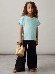 Reiss Blue Marah Oversized Cotton-Blend T-Shirt - Image 1 of 5