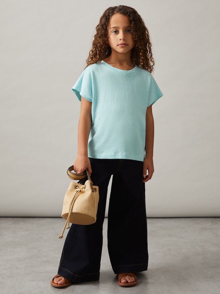 Reiss Blue Marah Oversized Cotton-Blend T-Shirt - Image 1 of 5