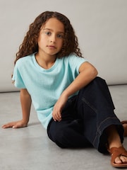 Reiss Blue Marah Oversized Cotton-Blend T-Shirt - Image 4 of 5