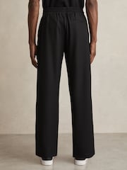 Reiss Black Rowden Textured-Knit Tapered Trousers - Image 5 of 6