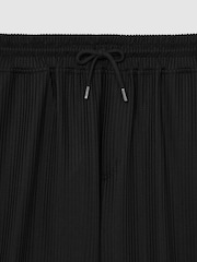 Reiss Black Rowden Textured-Knit Tapered Trousers - Image 6 of 6