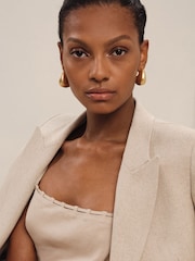 Нейтральный - Льняное платье-комбинация с двумя бретелями Reiss Roxanne - Image 3 of 6