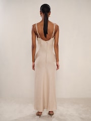 Нейтральный - Льняное платье-комбинация с двумя бретелями Reiss Roxanne - Image 4 of 6