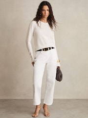 Reiss White Selin Petite Mid Rise Straight Leg Jeans - Image 1 of 7