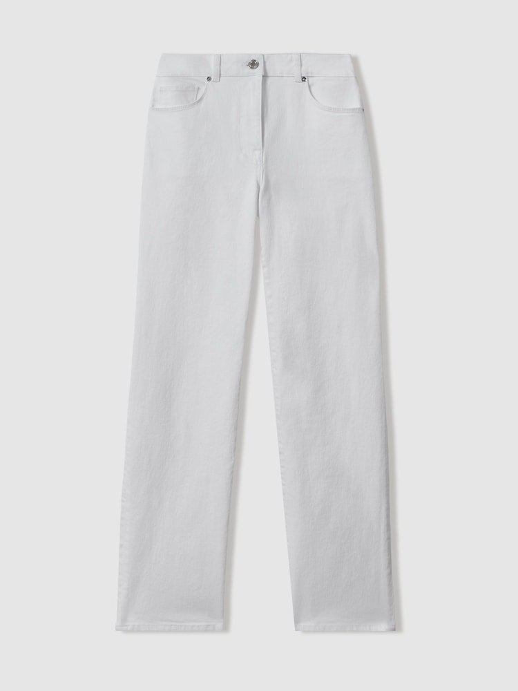 Reiss White Selin Petite Mid Rise Straight Leg Jeans - Image 2 of 7