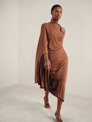 Трикотажное платье с рукавами-накидками Reiss Kyra - Изображение 1 из 8