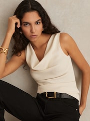 Reiss Ivory Lyra Ribbed Cowl-Neck Vest - Image 1 of 6