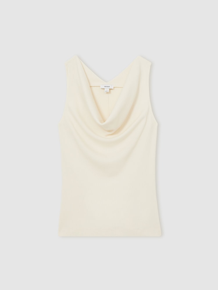 Reiss Ivory Lyra Ribbed Cowl-Neck Vest - Image 2 of 6