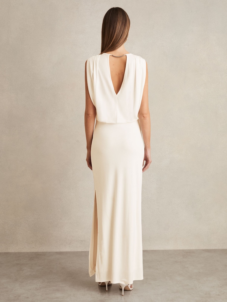 white jersey halter dress Geoffrey Beene White Jersey Halter Gown