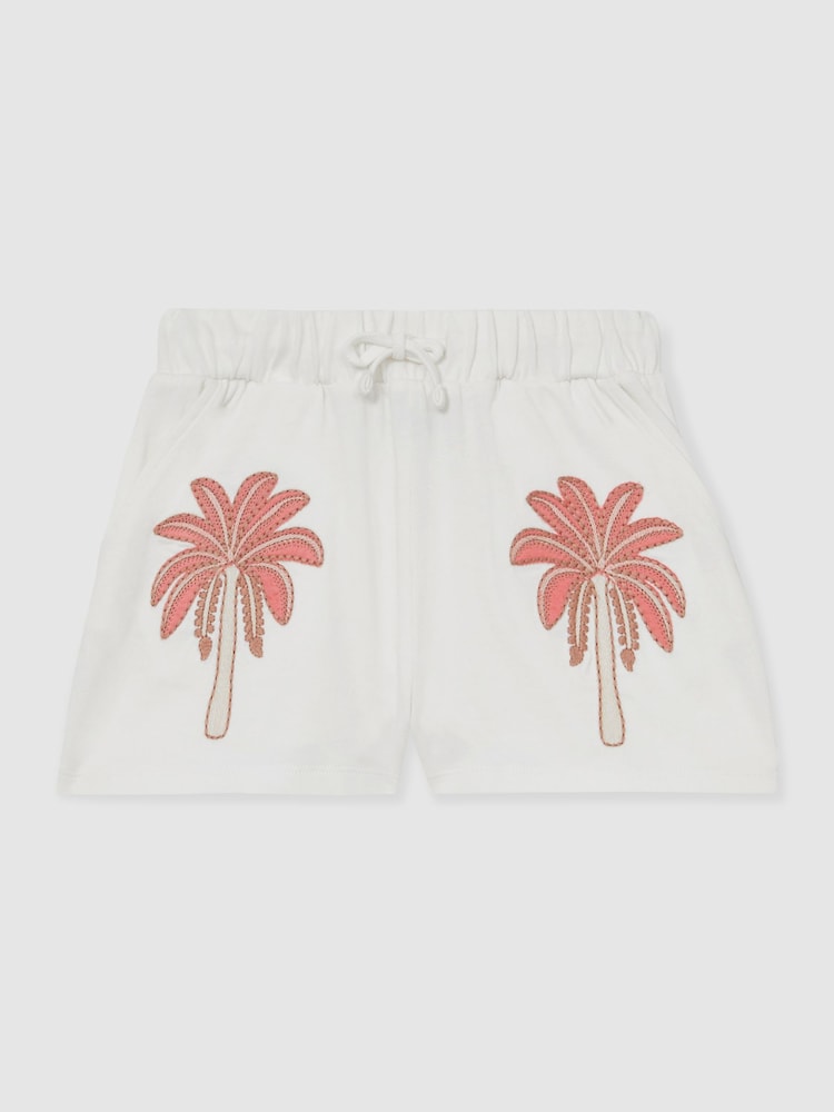 Reiss Palmer Cotton Palm Tree Drawstring Shorts - Imagen 1 de 4