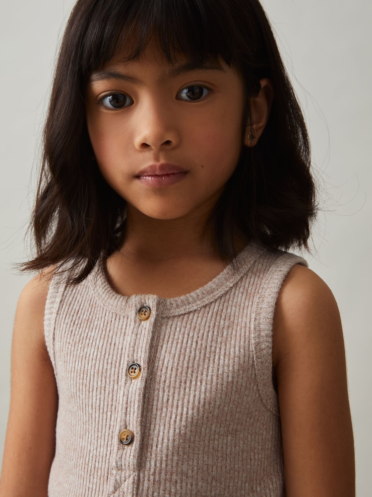 Reiss Erin Rib-Knit Button-Placket Vest - Imagen 1 de 4