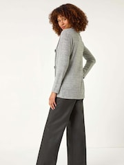 Gris - Roman Cowl Neck Buttoned Top - Imagen 3 de 5