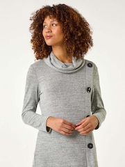Gris - Roman Cowl Neck Buttoned Top - Imagen 4 de 5
