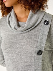 Gris - Roman Cowl Neck Buttoned Top - Imagen 5 de 5