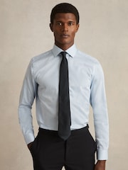 Reiss Blue Stripe Remote Bengal Cotton-Satin Bengal-Stripe Shirt - Image 1 of 7