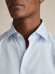 Reiss Blue Stripe Remote Bengal Cotton-Satin Bengal-Stripe Shirt - Image 3 of 7