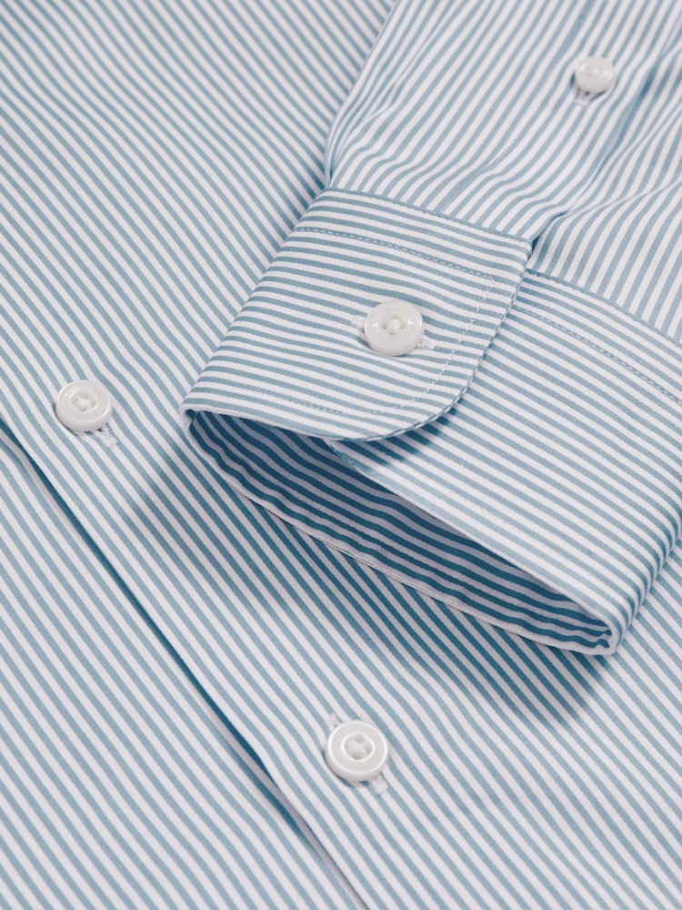 Reiss Blue Stripe Remote Bengal Cotton-Satin Bengal-Stripe Shirt - Image 7 of 7