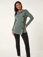 Verde - Roman Cowl Neck Buttoned Top - Imagen 2 de 5