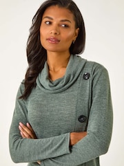 Verde - Roman Cowl Neck Buttoned Top - Imagen 4 de 5
