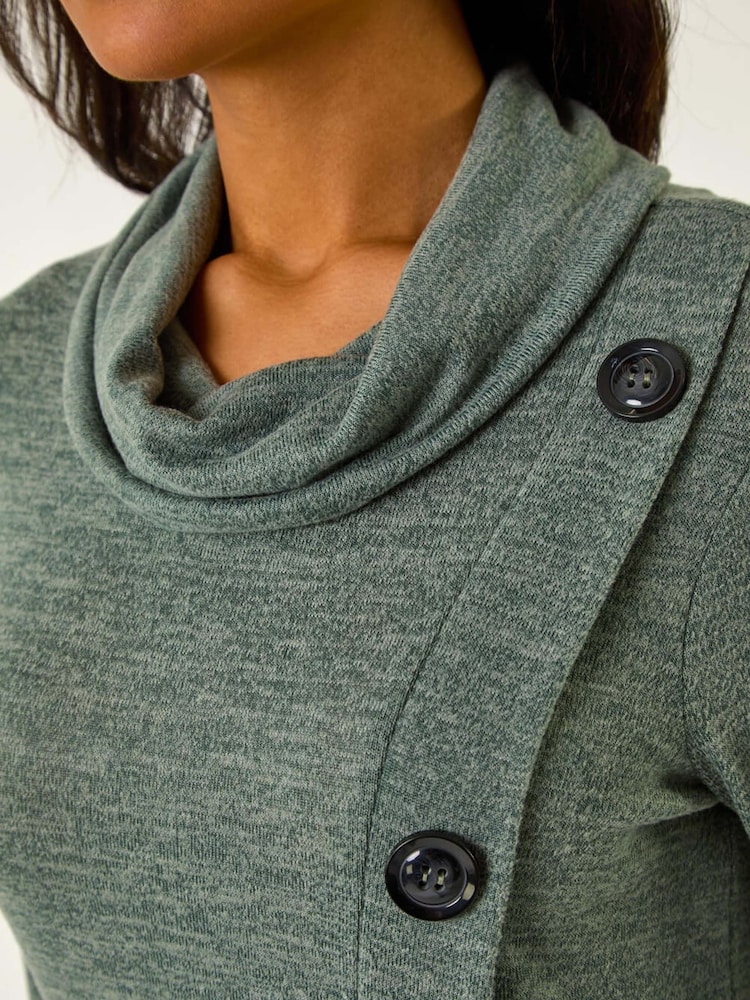 Verde - Roman Cowl Neck Buttoned Top - Imagen 5 de 5 Verde - Roman Cowl Neck Buttoned Top - Imagen 5 de 5