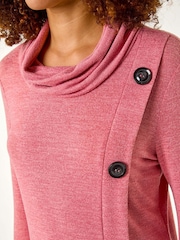 Roman Pink Cowl Neck Buttoned Top - Image 5 of 5
