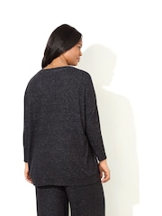 Live Unlimited Grey Supersoft V-Neck Relaxed Longline Top - Image 3 of 4