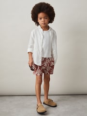 Reiss Rust/Off White Ganetti Palm-Print Swim Shorts - Image 1 of 4